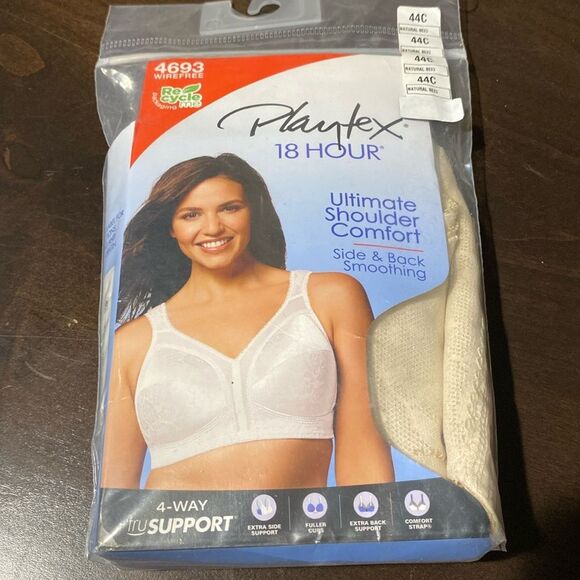Playtex 18 Hour Natural Beige Ultimate Shoulder Comfort Bra Size 44C New - Picture 1 of 3